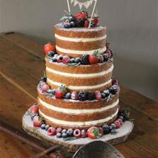 Naked Cake with Berries and Bunting